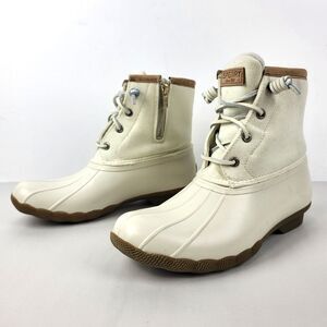 Sperry Top Sider Women's Saltwater Duck Boot Wool Ivory Snow Rain Boots Size 8